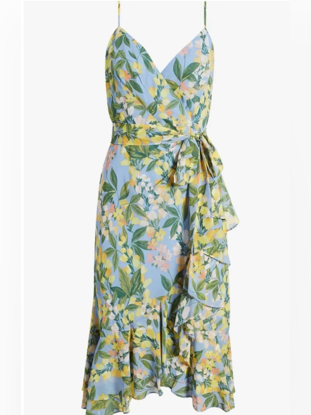NWT 
Bought from Nordstrom
Eliza J Blue Floral Wrap Midi Dress. 
Size 12